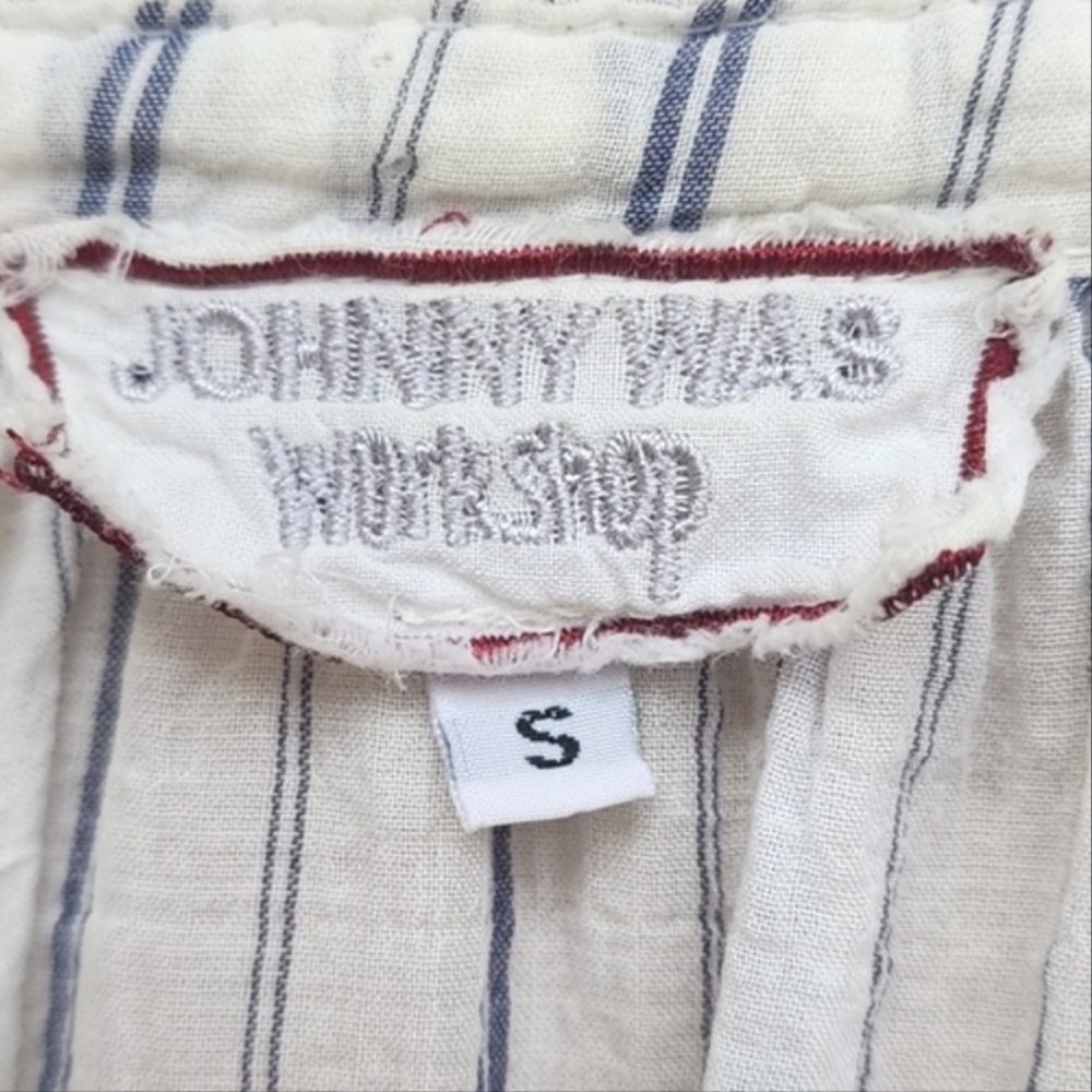 JOHNNY WAS Workshop Shea Peasant Blouse S Santori Stripe Embroidered Boho Anthro - Picture 8 of 16